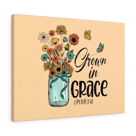 Scripture SignGrown In Grace 2 Peter 3:18 Bible Verse Canvas Christian Wall A